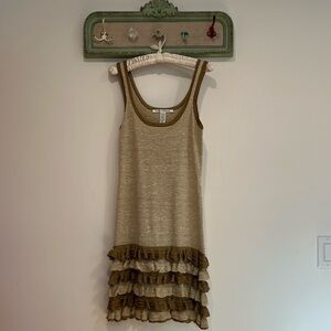 Vintage Diane Von Furstenberg knit metallic ruffle hem mini tank dress small